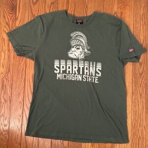 Retro green Michigan State University Spartans Guc Tshirt size large.